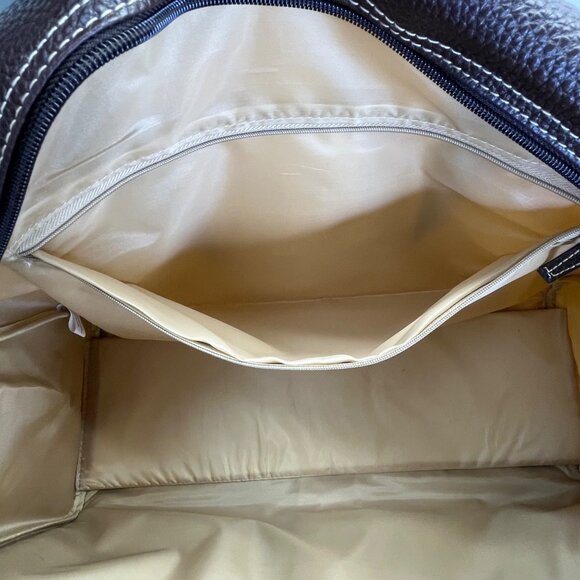 Unbranded Beige Canvas & Brown Faux Leather With Dual Handles Travel Duffel Bag - Picture 11 of 12